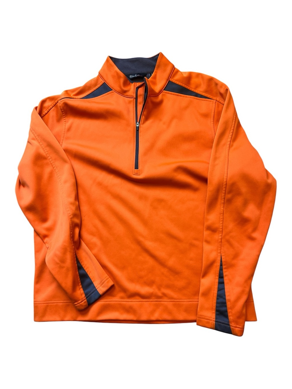 Walter Hagen Mens Large Orange Quarter Zip Golf Pullover Long Sleeve